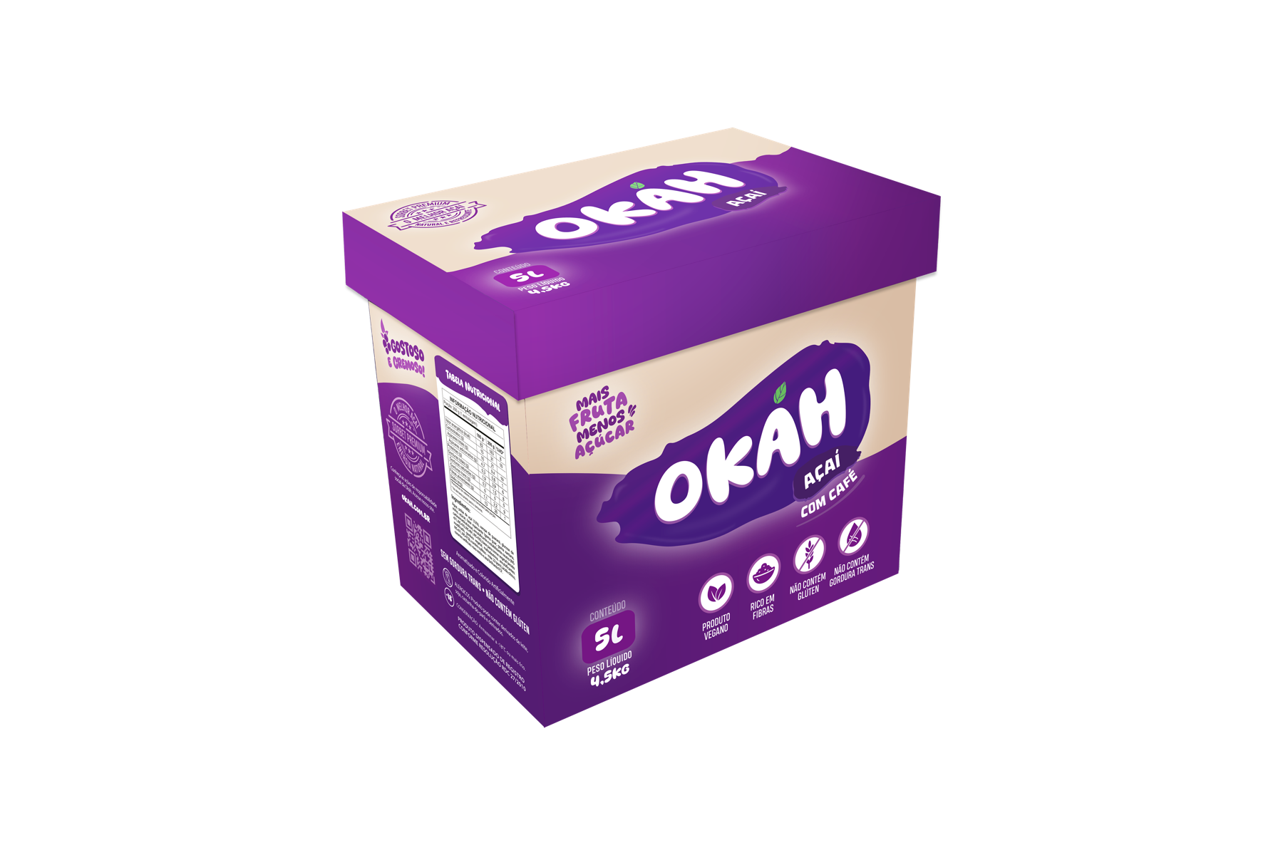 Embalagem oficial do Açaí Okáh com café
