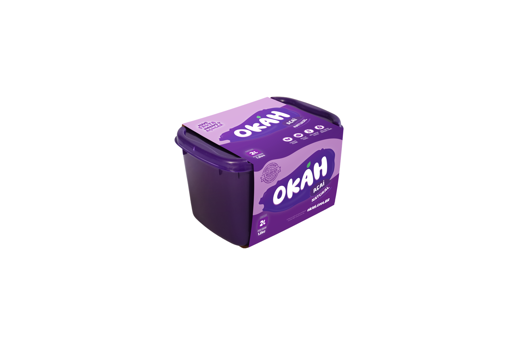 Embalagem oficial de Açaí Okáh no formato 2L
